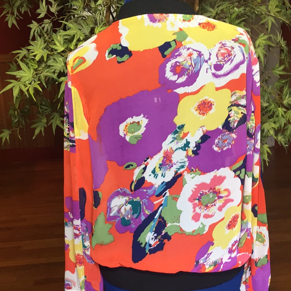 Floral sheer bomber  jacket Size Large XL - Picture 4 of 8